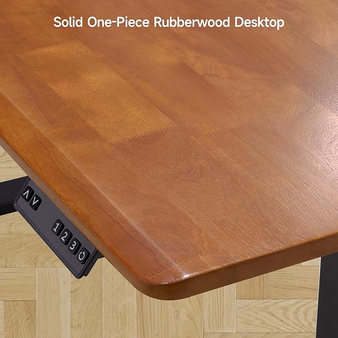 ONBRILL Standing Desk 55x23.6 Inches Whole-Piece Board Rectangle Stand Up Desk with Solid Wood Desktop and Memory Controller Adjustable Height from 28-46 Inches for Home &amp Office Brown