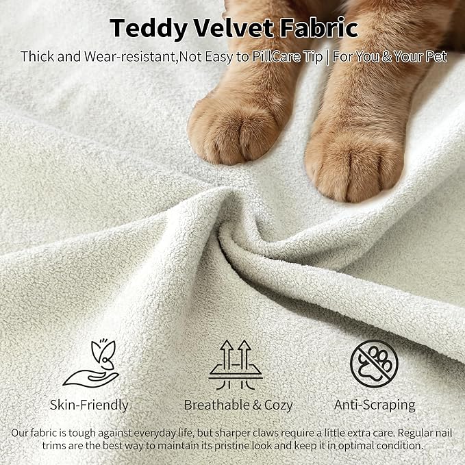 39.4 Oversized Ottoman Foot Rest for Sectional Couch Movable Cloud Rectangle Ottoman with Memory Foam and Soft Teddy Fleece Modular Pouf No Assembly Required Non-Slip Bottom (Beige)