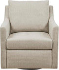 Martha Stewart Amber Swivel Chair for Living Room Barrel Style Bedroom Lounge Removable Foam Seat Cushion Upholstered Nursery Furniture Metal Base Fully Assembled 30.5 D x 30 W x 35 H Natural