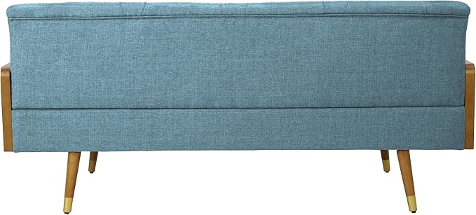 Christopher Knight Home Aidan Mid Century Modern Tufted Fabric Sofa Blue