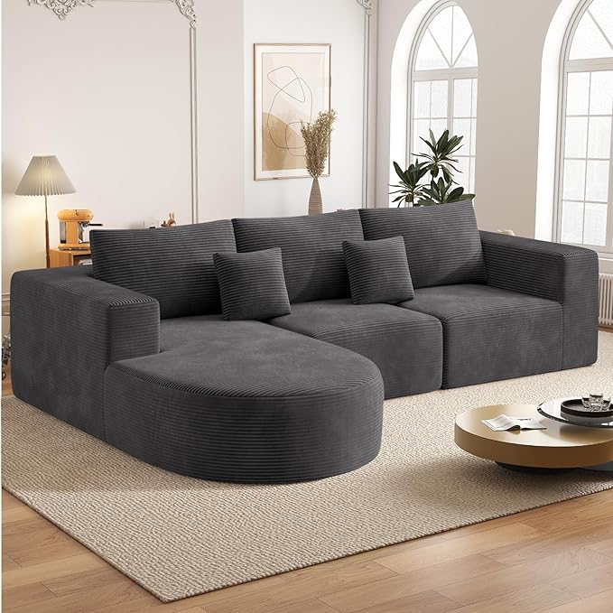 Boneless Couches for Living RoomCloud Sectional Couch with L-Shape ChaiseModern Modular Sofa with Deep Seat Upholstered Comfy Couches for BedroomNo Assembly Required1PCS