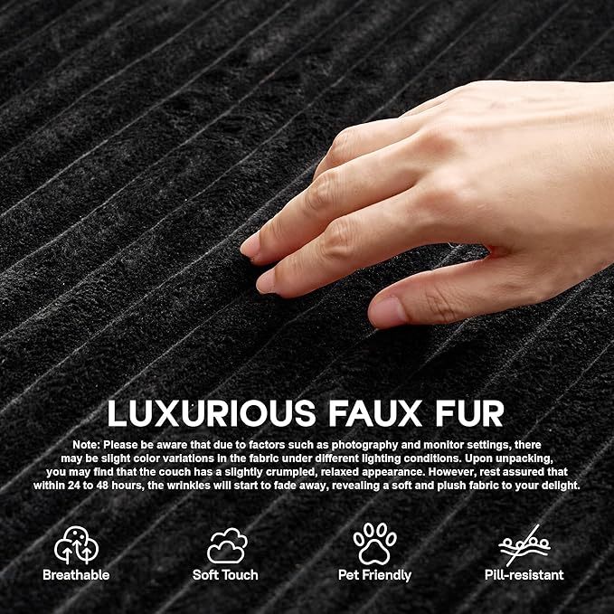 108 Boneless Cloud Couch Moudular Sectional Sofa with Deep Seat No Assembly Required Modern Minimalist Sofas with Chaise Comfy L Shaped Couches for Living Room Black