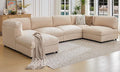Jocisland 148 Wide U-Shaped Modular Sectional Sofa Convertible Oversized Couch with Ottoman for Living Room Easy Assembly Flexible Layout Scratch-Resistant Linen Beige