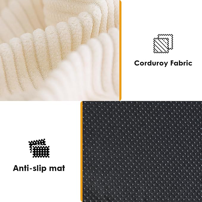 Folding Sofa Bed Convertible Sleeper Chair with Back Support Multifunctional Chaise Lounge Chair Corduroy Single Floor Couch for Small Space Apartment Dorm Office White