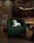 DEXSO Velvet Accent Chair Barrel Club Chair with U-Shaped Backrest &amp Padded Seat - Plush Armchair for Living Room Bedroom Waiting &amp Reception AreasGreen