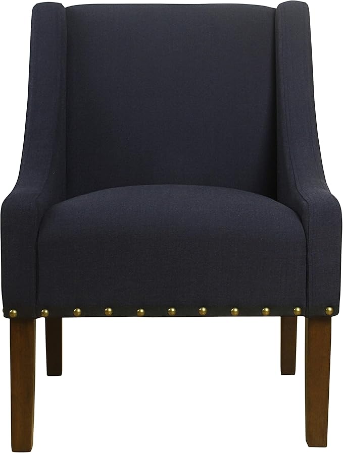 Homepop Home Decor | Upholstered Classic Swoop Arm Accent Chair | Accent Chairs for Living Room &amp Bedroom | Decorative Home Furniture Deep Navy
