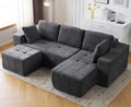 105 Cloud Modular Sectional CouchChenille Boneless Couches with Deep SeatUpholstered U-Shape Sofa with Chaise Sectional Couch with Ottoman No Assembly Required (Grey Right Facing Chaise)