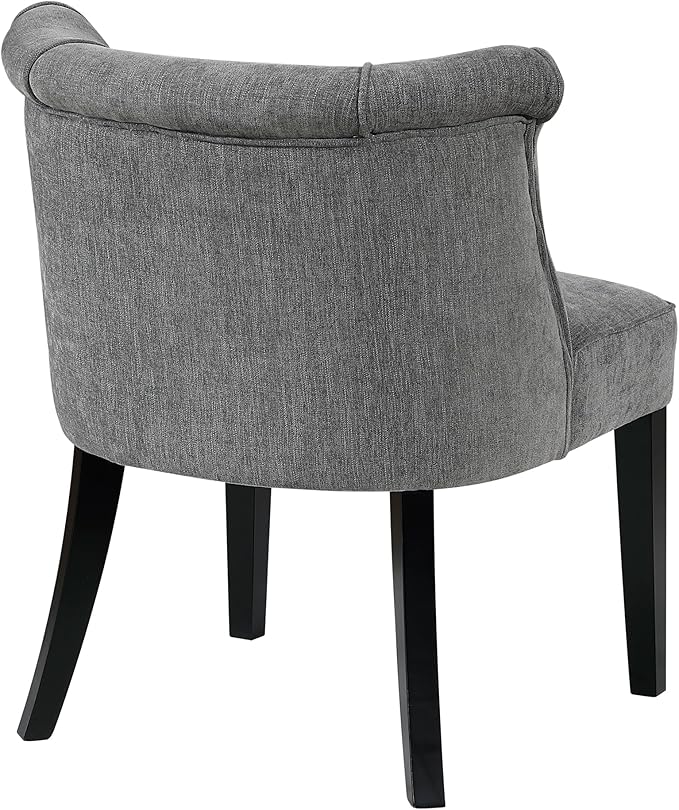 Lexicon Accent Chair Textured Fabric Upholstered Armless Seat with Solid Wood Legs Curved Back Comfy Side Chairs for Living Room/Bedroom/Office/Waiting Area Charcoal