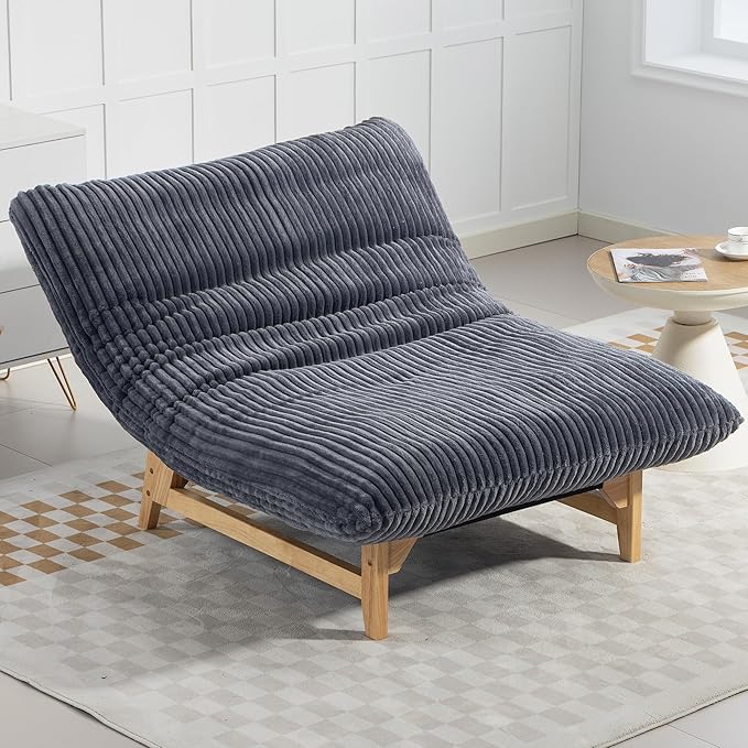 Living Room Chairs Comfy Accent Reading Chair Giant Bean Bag Cloud Chair with Frame for Adults Oversized Beanbag Lounge Sofa for Bedroom (Dark Gray)