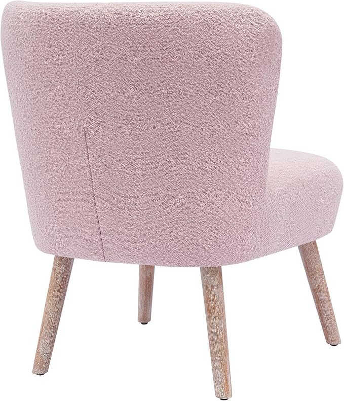 Costaelm Bedroom Accent Chair Upholstered Fabric Chairs Makeup Vanity Chair Teddy Fuzzy Chair and Sherpa Accent Chair for Living Room Reading Room Dining Room Office Dusty Peach