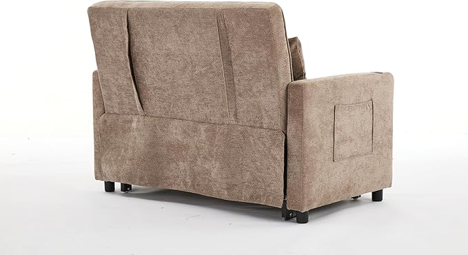 KEIKI 46 Sleeper Sofa Bed 3-in-1 Convertible Sofa Chair with Pullout Bed Loveseat with Adjustable Backrest and Side Pocket for Living Room Dorm Apartment Came
