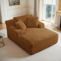 Oversized Chaise Lounge Chair Indoor Corduroy Sofa Bed with Throw Pillows Recliner Chair Comfy Large Deep Seat Sofa Couch for Living Room Bedroom Apartment (Orange)