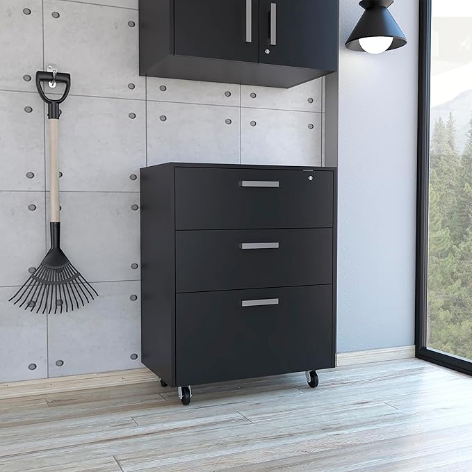 Penny Storage Cabinet | 3 Drawer Organizer with Lock &amp Wheels | Rolling File Cabinet for Office Garage Home