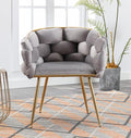 Luxury Velvet Accent Chair with Gold LegsModern Stylish Cosmetic Chair for Desk Living Room or BedroomComfortable Single Sofa Chair for Home Office (Gray)