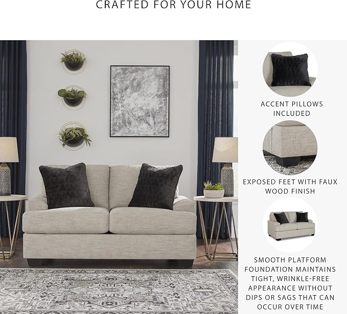 Signature Design by Ashley Vayda Contemporary Loveseat for Living Room Beige