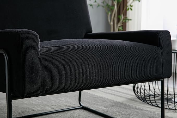 Accent Chair - Modern Industrial Slant Armchair with Metal Frame - Premium High Density Soft Single Chair for Living Room Bedroom