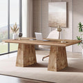 Tribesigns 63-Inch Executive Desk Large Office Computer Desk with Double Pedestal Modern Simple Workstations Writing Table Conference Table Business Furniture for Home Office Natural