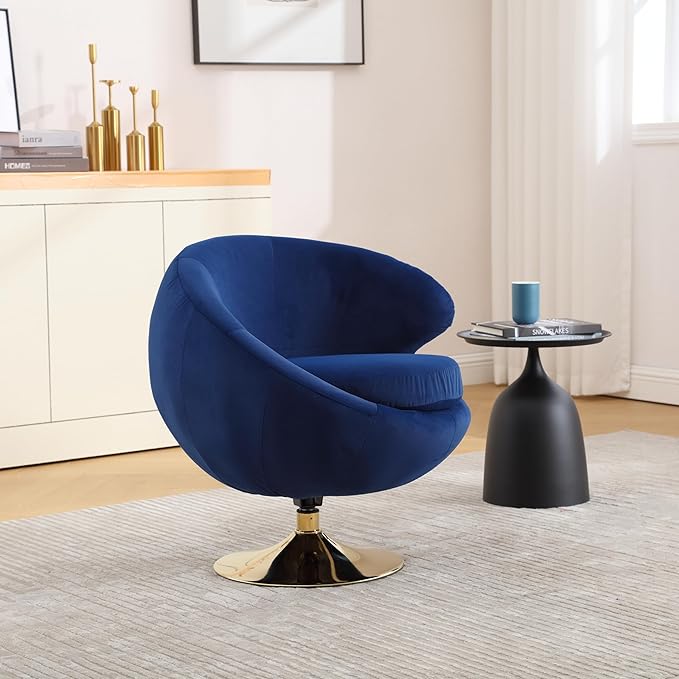 360 Degree Swivel Cuddle Barrel Accent Chairs Round Armchairs with Wide Upholstered Fluffy Fabric Chair for Living Room Bedroom Office Waiting Rooms