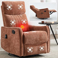 Massage Recliner Chair with Heat Slim Recliners for for Adults Swivel Rocking Chair Recliner with High Back Small Recliner Chair for Small Spaces Living Room Adjustable Footrest (Orange)