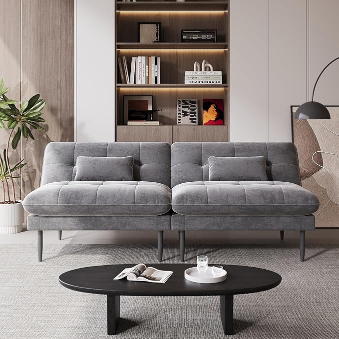 Single Supplementary Unit of The Convertible Module can be Matched with 70 inch Convertible Futon Sofa Bed Used for DIY a Larger Sofa. Grey