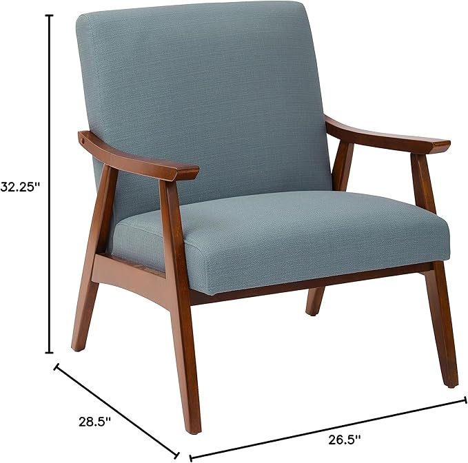 OSP Home Furnishings Davis Accent Chair with Medium Espresso Frame Klein Sea Green