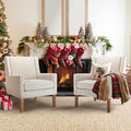 COLAMY Modern Wingback Living Room Chair Set of 2 Upholstered Fabric Accent Armchair Single Sofa Chair with Lounge Seat and Wood Legs for Bedroom/Office/Reading Spaces Beige