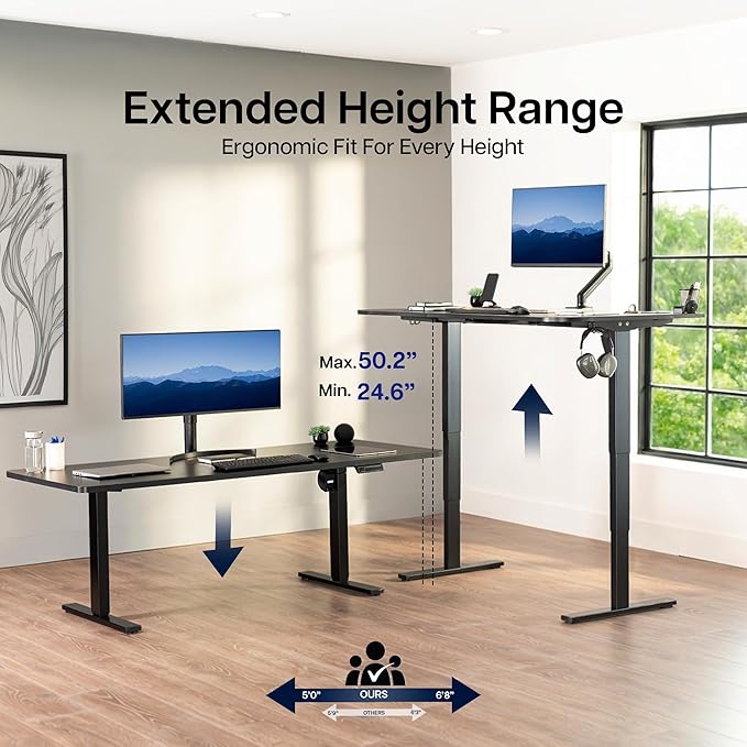 VIVO Electric 63 x 32 in Standing Desk Touch Screen Adjustment 220 lb Frame Support 2E Series Dark Gray Top Black Frame DESK-KIT-2EBG