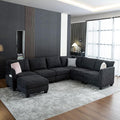 122.8 Large Sectional Couches for Living Room 6 Seater L Shaped Modular Sectional Sofa with Storage Ottoman &amp USB Oversized Corner Couch for Living Room（Black）