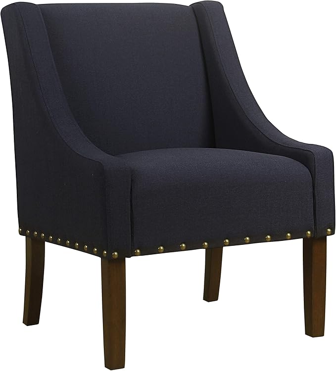Homepop Home Decor | Upholstered Classic Swoop Arm Accent Chair | Accent Chairs for Living Room &amp Bedroom | Decorative Home Furniture Deep Navy