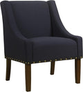Homepop Home Decor | Upholstered Classic Swoop Arm Accent Chair | Accent Chairs for Living Room &amp Bedroom | Decorative Home Furniture Deep Navy