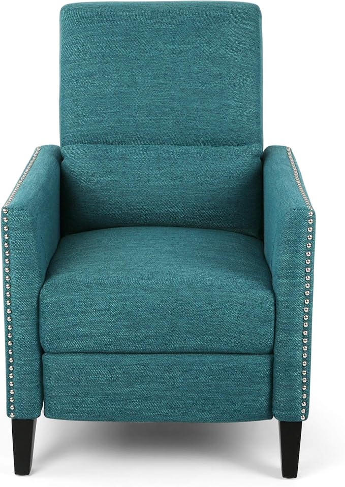 Christopher Knight Home Alexis Contemporary Fabric Push Back Recliner Teal Dark Brown