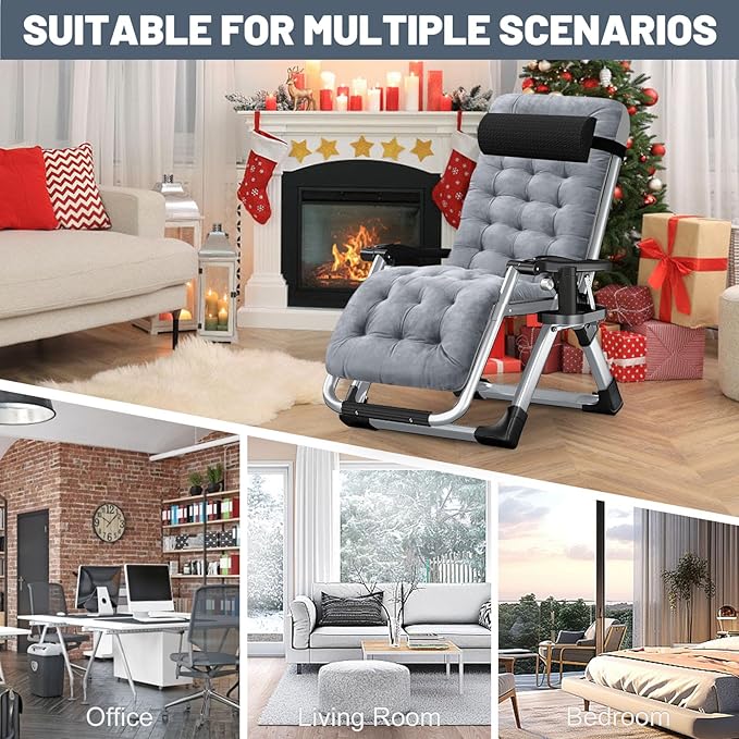 LILYPELLE Comfy Folding Chair Folding Lounge Chair for Bedroom and Living Room Folding Reclining Patio Chairs with Removable Cushion for Indoor Outdoor