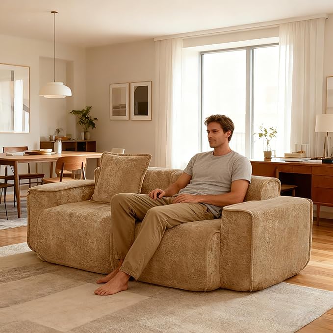 Casaphoria Velvet Modular Sofa 78.74 Inch Brown 2-Seater Couch with 2 Removable Pillows No Assembly Required Ideal for Apartments &amp Small Living Rooms