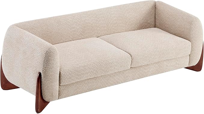 Christopher Knight Home Almad 2 Pieces Sofa Couch Set Cozy 3-Seater Sofa and Loveseat for Living Room Upholstered Couch Chair Soft Seating Lounge Sofa with Wood Frame Boucle Fabric Almond
