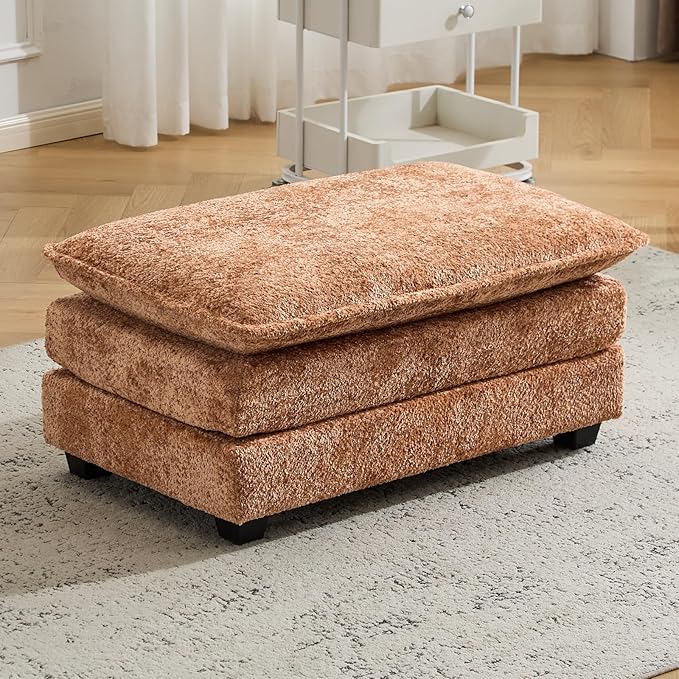 Ottoman for Modular Sectional Sofa Deep Seat Ottoman for Living Room Bedroom and Entrance (Orange)