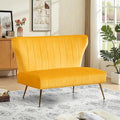 50’’ Armless Loveseat Sofa Comfy Upholstered Velet Small Couch Sofa with Gold Legs 2 Seater Tufted Modern Couch for Living Room Bedroom Apartment Small Space (Yellow)