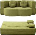 King Size Sofa Bed 76 Inch Convertible Futon Boneless Couch 2-in-1 Loveseat Sleeper Sofa with 2 Pillow Modern Velvet Fabric Floor Couch Bed for Living Room No Assembly Required (Green)