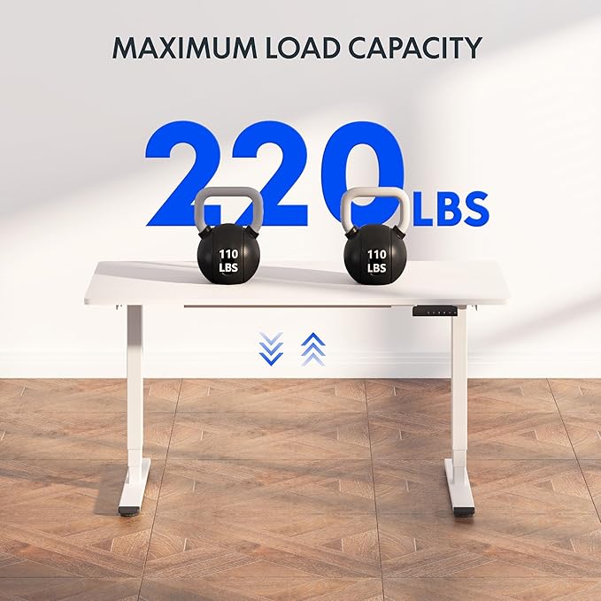 FLEXISPOT E6 3-Stage Dual Motor Electric Standing Desk 48 x 24 Sit Stand Up Desk Holds 220 lbs Adjustable Height w/Memory Presets One-Piece White Desktop &amp White Frame Ships in 2 Boxes