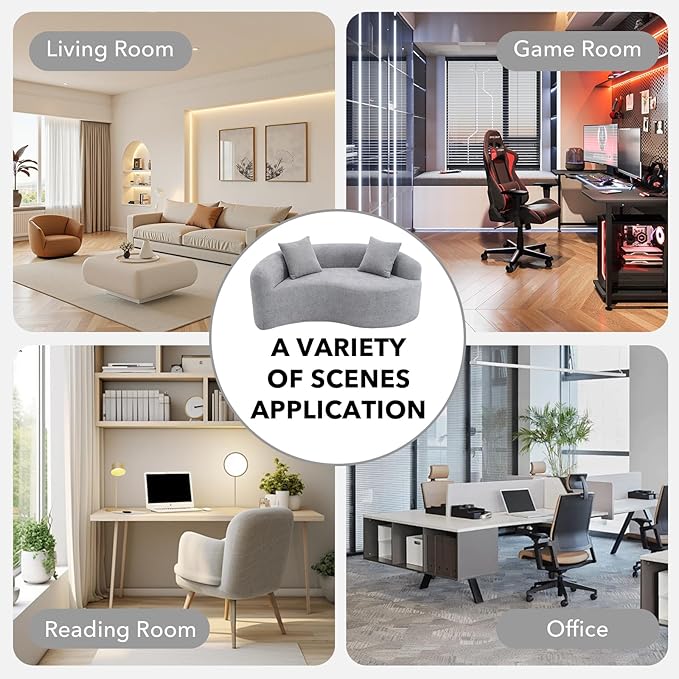 67 Modular Sectional Loveseat Sofa Chenille Upholstered Cloud Couch with S-Shaped Cushion Boneless Couch Sleeper Deep Seat Sofa with Throw Pillows for Living Room (Light Gray) | Chenille Comfortab