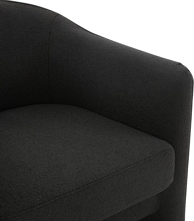SAFAVIEH Couture Collection Londyn Glam Black Boucle Accent Chair for Living Room Home Office Study Bedroom (Fully Assembled)