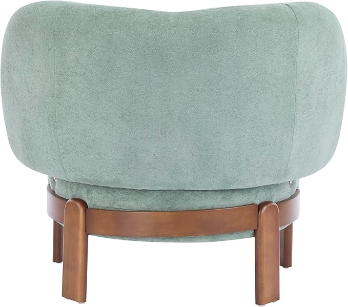 Christopher Knight Home Lily Solid Wood Wingback Accent Chair Fabric Upholstered Club Chair Curved Backrest Single Sofa Comfy Reading Lounge Chair for Living Room Soft Cushion Seating Green