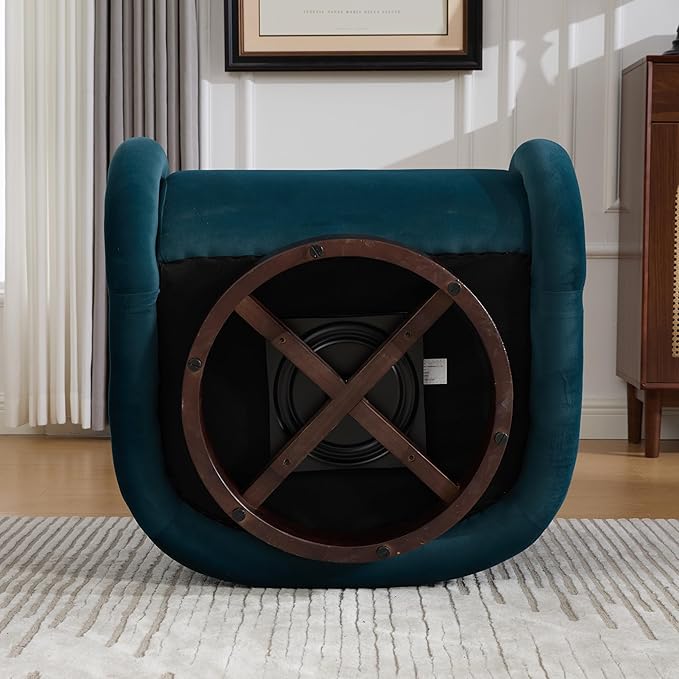 Swivel Accent Chair 360-Degree Rotating Barrel Chair with Soft Velvet Upholstery Comfy Pumpkin-Shaped Lounge Chair for Living Room Bedroom Office (Teal)