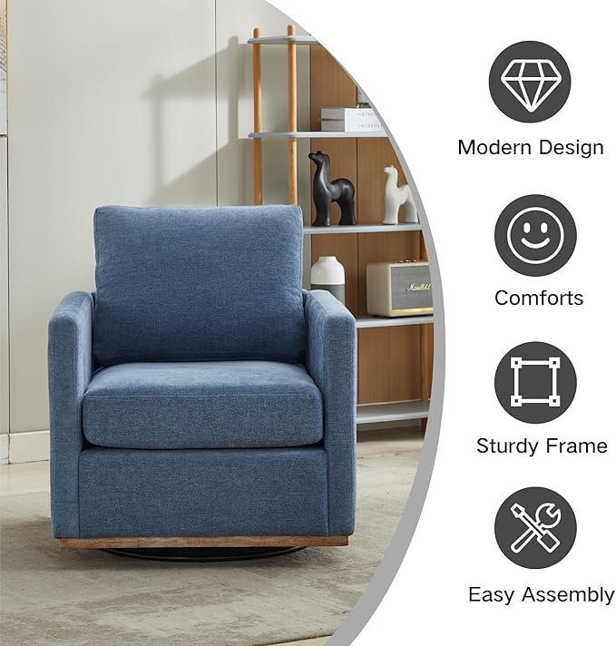 Chifee &amp Vingol 30.7 W Mid Century Modern Swivel Accent Chair for Living RoomBlue