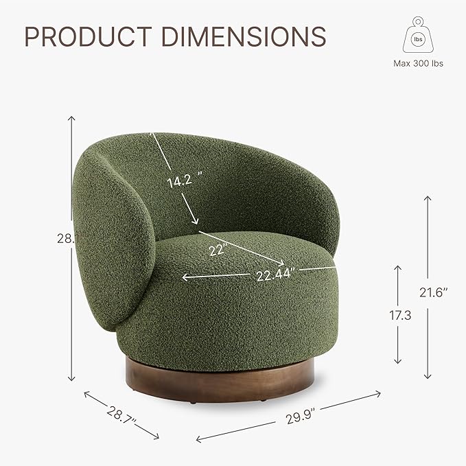 Swivel Accent Chair Round Barrel Armchair Upholstered Performance Fabric for Living Room Bedroom Reading Waitingroom1 PCSMoss Green
