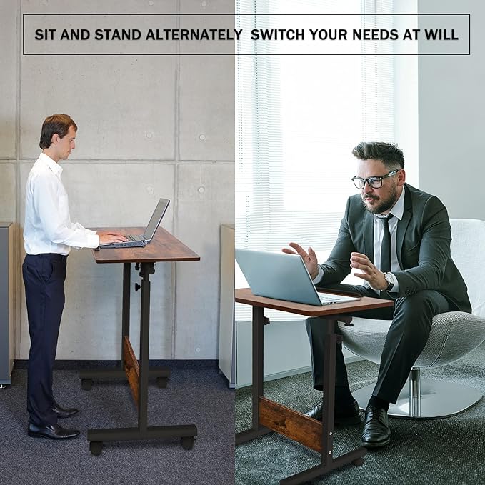 KOUPA Height Adjustable Mobile Standing Desk 16×24 in360° Flip Desk Stand Desks Home Office Table Standing for Small Space OfficesEasy to Assemble(Adjustable Height: 32in-47in)
