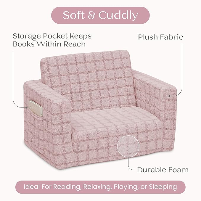Delta Children Checkered Cozee Flip-Out Chair Pink