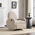 GDFStudio Swivel Glider Recliner Chair Nursery Rocker Recliner Chair with Boucle Upholstered High Back Single Seat Sofa Chair with Deep Seat Manual Nursing Reclining for Living Room Almond