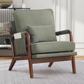 ANJ Mid Century Modern Accent Chair Lounge Reading Armchair with Extra Side Pocket &amp Detachable Cushion Comfy Fabric Accent Chairs for Living Room BedroomGreen