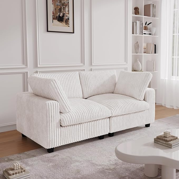 JACH 78 Deep Seat Sectional Couches Convertable Sleeper Sofa for Living Room Love Seat Couch Sofa Covers Washable Modular Sectional Sofas for Living Room Apartment Beige