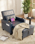 AILEEKISS 3 in 1 Convertible Sleeper Chair Bed Pull Out Leather Sofa Chair Bed with Cup HoldersUSB &amp Type C PortsSide Pockets Sleeper Single Sofa Couch for LivingroomApartmentOffice(Blue)
